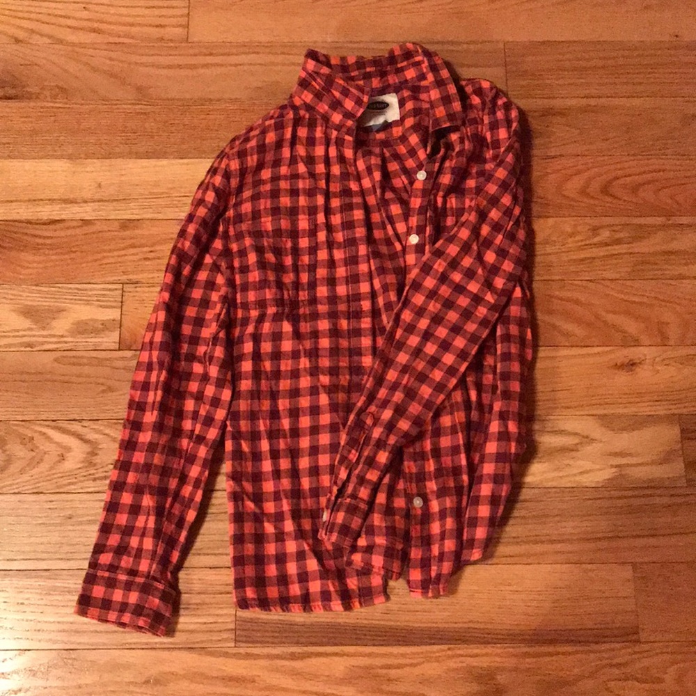 Coral Button Up Flannel